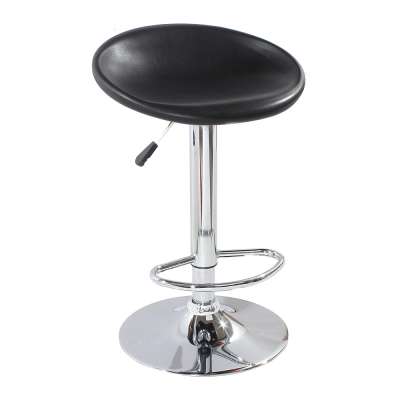 Quality durable rotative black leather chrome bar stool