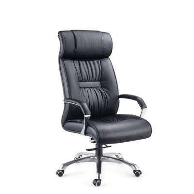 Black and white leather executive office chair for tall people